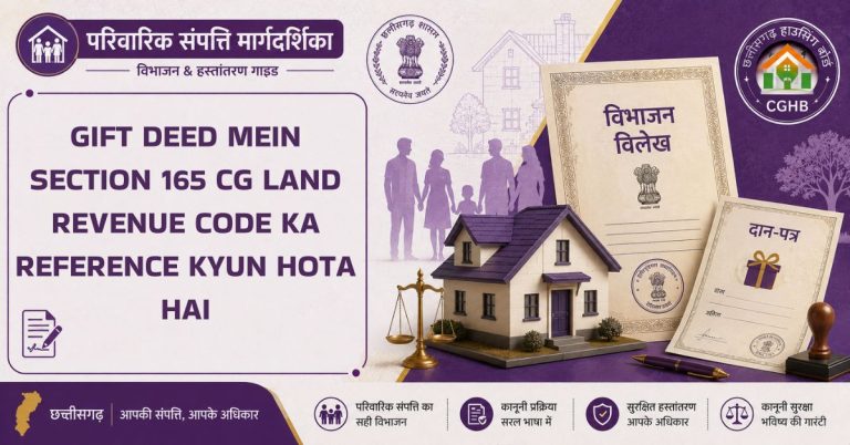 Gift deed mein Section 165 CG Land Revenue Code ka reference kyun hota hai