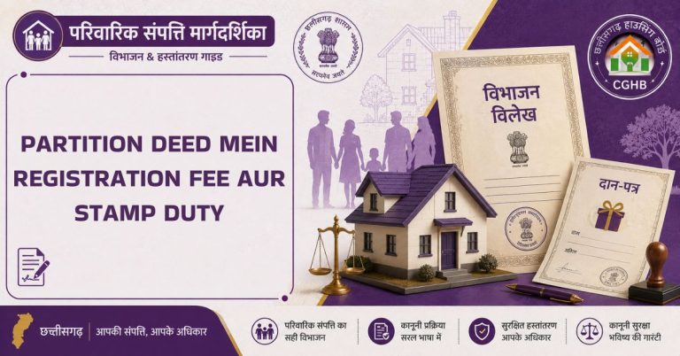 Partition deed mein registration fee aur stamp duty